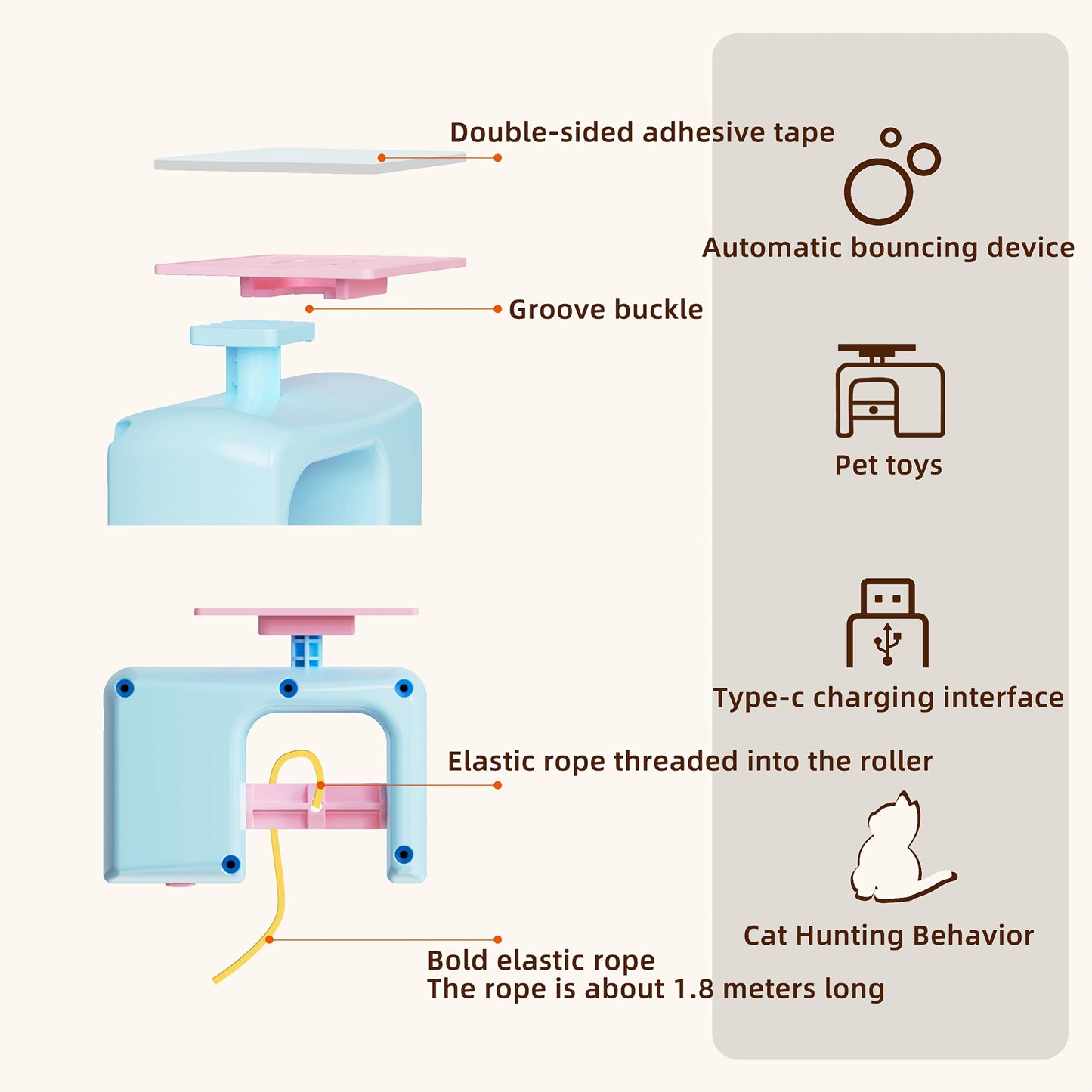 FlyWing Ceiling Cat Toy - Self-Retracting Feather for Jumping & Hunting Fun