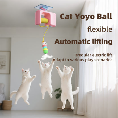FlyWing Ceiling Cat Toy - Self-Retracting Feather for Jumping & Hunting Fun
