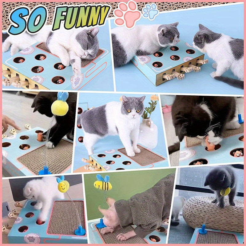 Interactive Whack-A-Mole Cat Scratch Board – 2-in-1 Fun for You & Your Cat