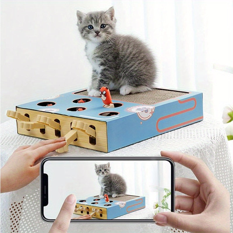 Interactive Whack-A-Mole Cat Scratch Board – 2-in-1 Fun for You & Your Cat