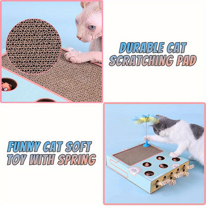 Interactive Whack-A-Mole Cat Scratch Board – 2-in-1 Fun for You & Your Cat